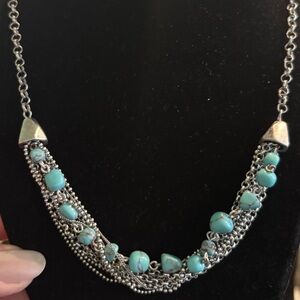Lucky Brand Silver-Tone Necklace with Turquoise Beads